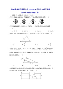 海南省琼海市嘉积中学2023-2024学年八年级下学期期中考试数学试题A卷