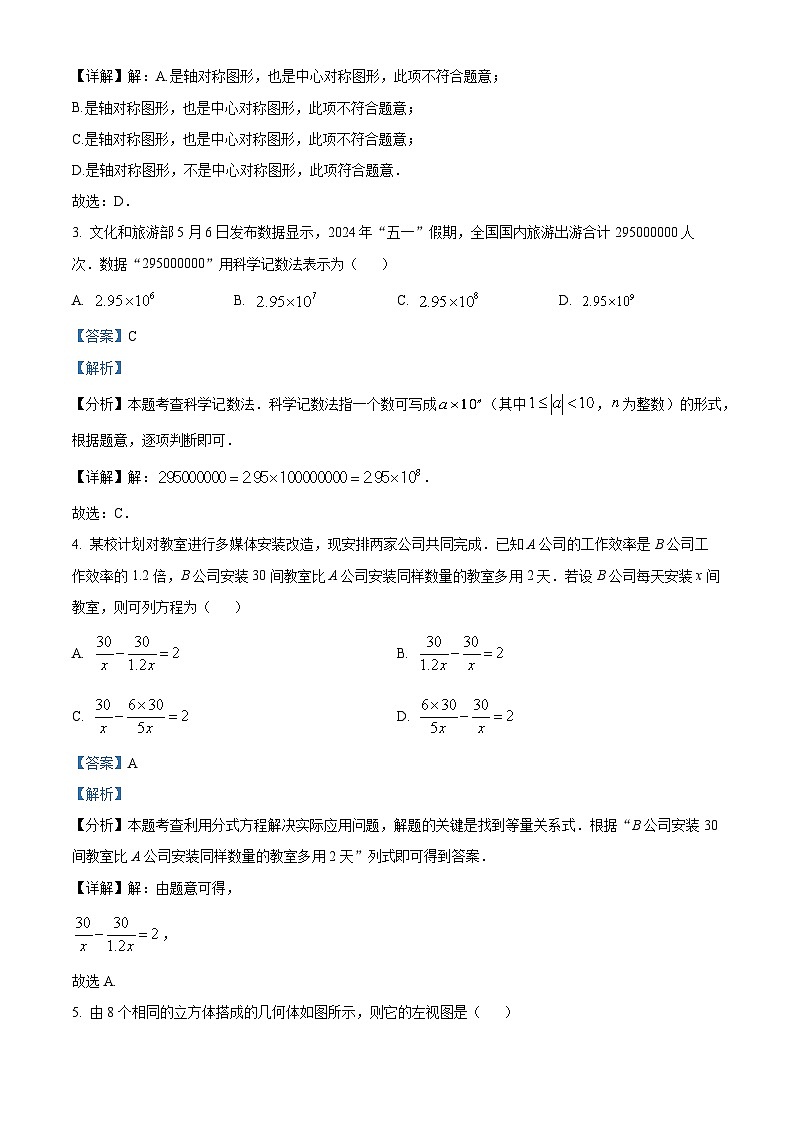 2024年山东省青岛市崂山区九年级中考二模数学试题(解析版)第2页
