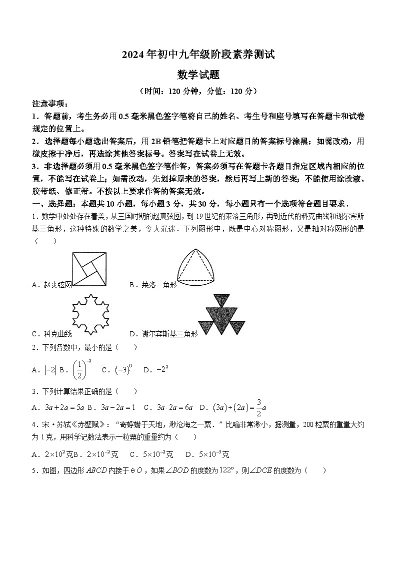 山东省日照市莒县2024年中考二模数学试题第1页