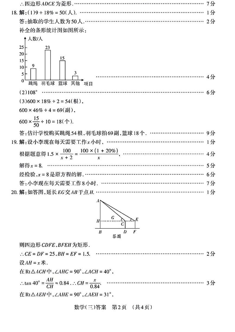 【数学答案】2024山西中考百校联考三第2页