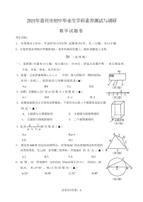 2024年浙江省嘉兴市九年级学科素养测试与调研数学试卷（含答案）