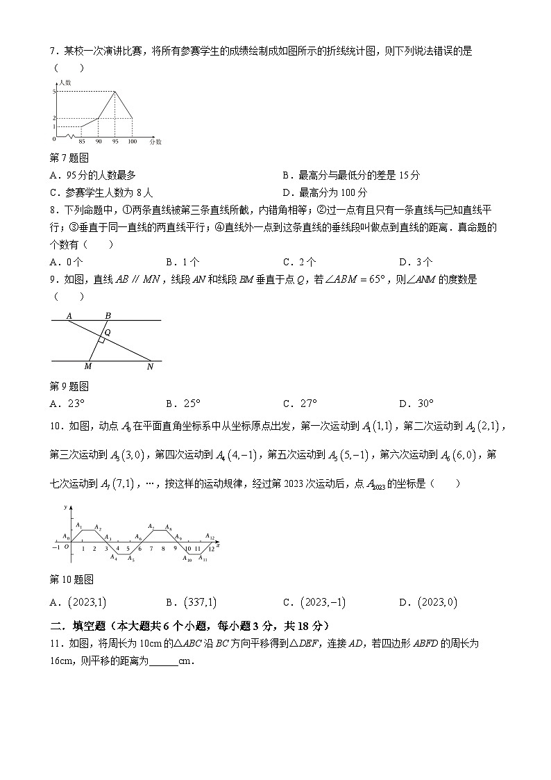 湖南省长沙市一中岳麓中学2023-2024学年七年级下学期第三次月考数学试题第2页