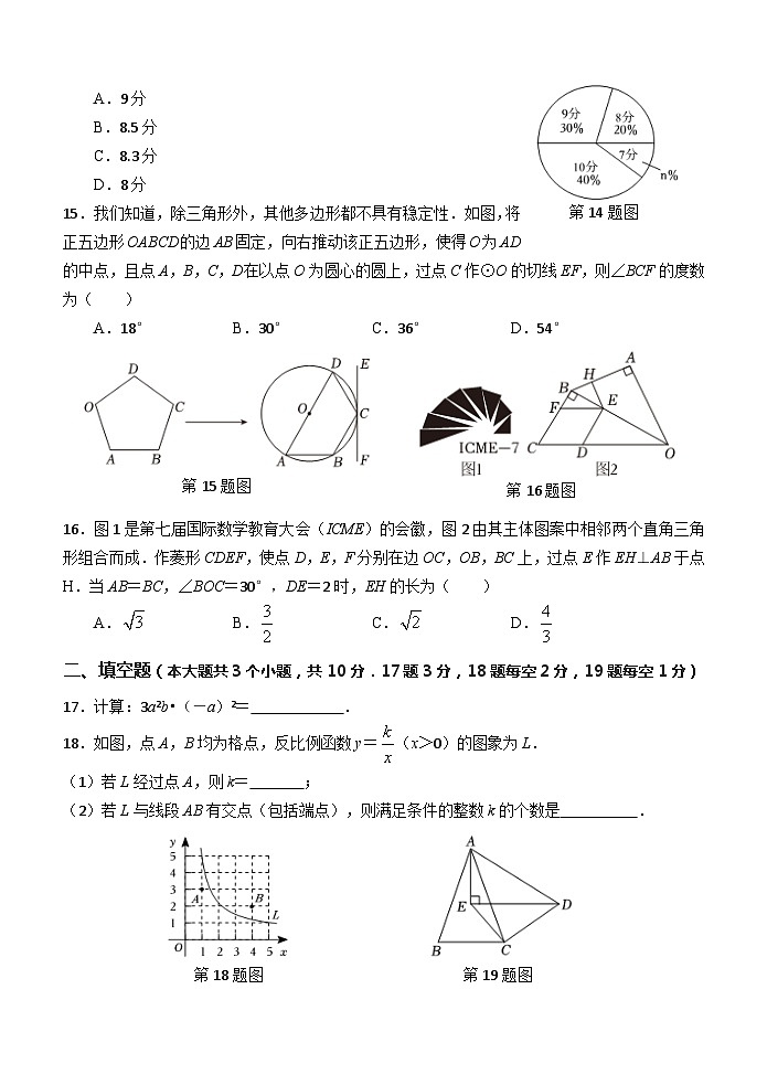 2024年湖北省初中学业水平模拟考试数学押题卷第3页