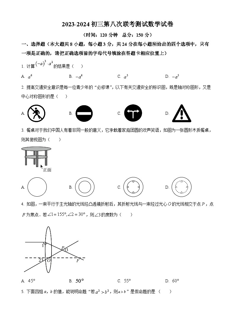 2024年江苏省宿迁市沭阳县沭河中学中考三模数学试题(原卷版+解析版)第1页