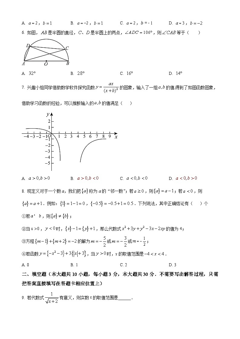 2024年江苏省宿迁市沭阳县沭河中学中考三模数学试题(原卷版+解析版)第2页