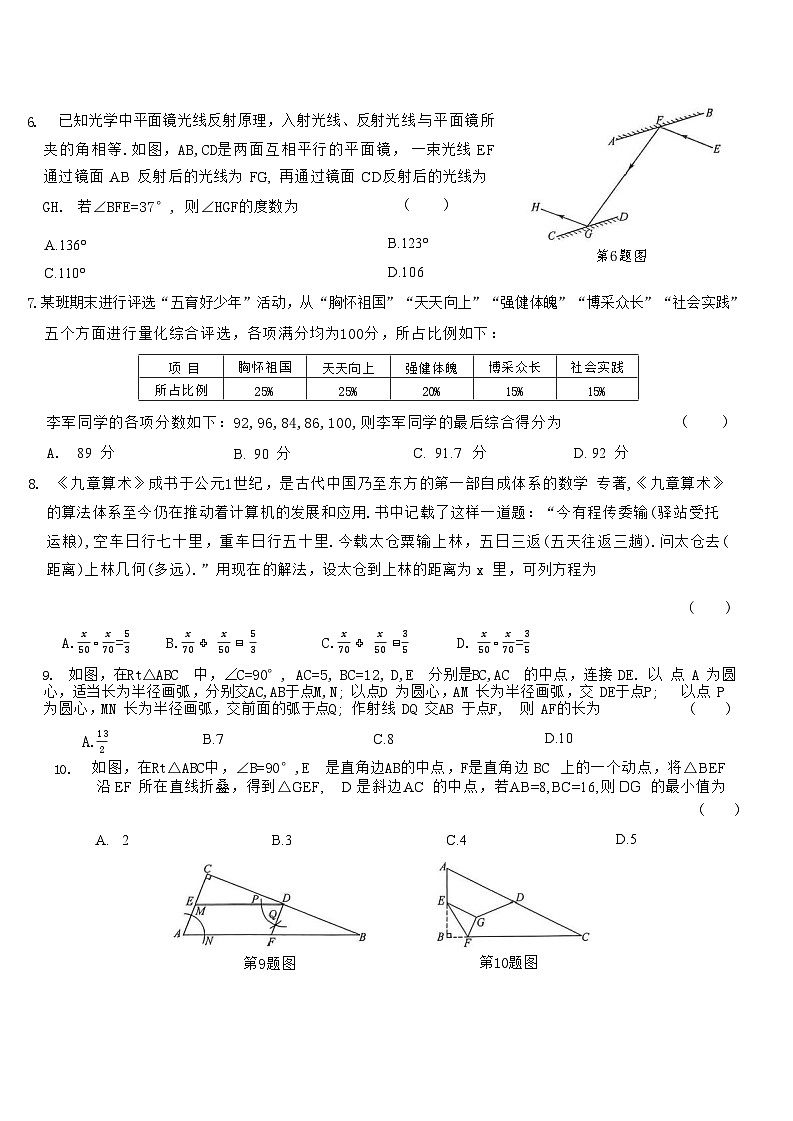 2024年辽宁省初中学业水平考试(模拟卷四)数学试卷第2页
