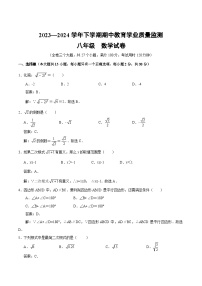 云南省楚雄州2023-2024学年八年级下学期期中考试数学试卷(含解析)