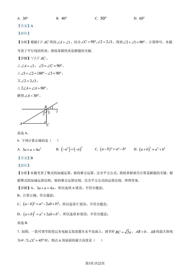 2024年广东省深圳市深圳大学附属中学中考三模数学试题(解析版)第3页
