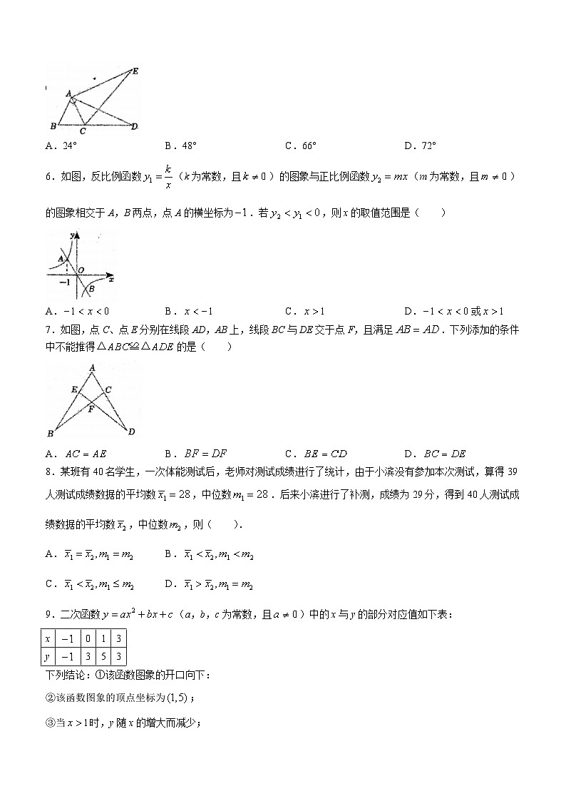 浙江省杭州市萧山城区8校联考2023-2024学年九年级下学期4月期中考试数学试题(无答案)02