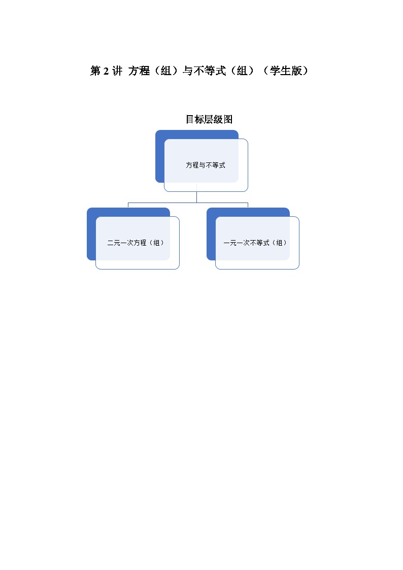 2023-2024学年北师版八年级数学寒假专题基础作业 第2节方程（组）与不等式（组）（含答案）