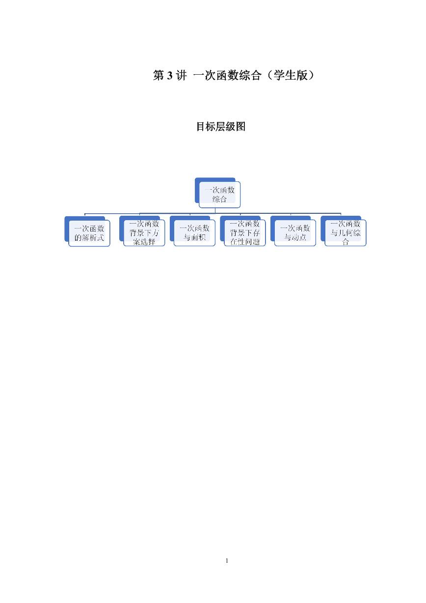 2023-2024学年北师版八年级数学寒假专题基础作业 第3节一次函数综合（含答案）