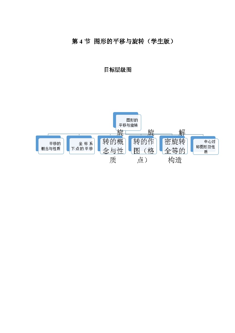 2023-2024学年北师版八年级数学寒假专题基础作业 第4节图形的平移与旋转（含答案）