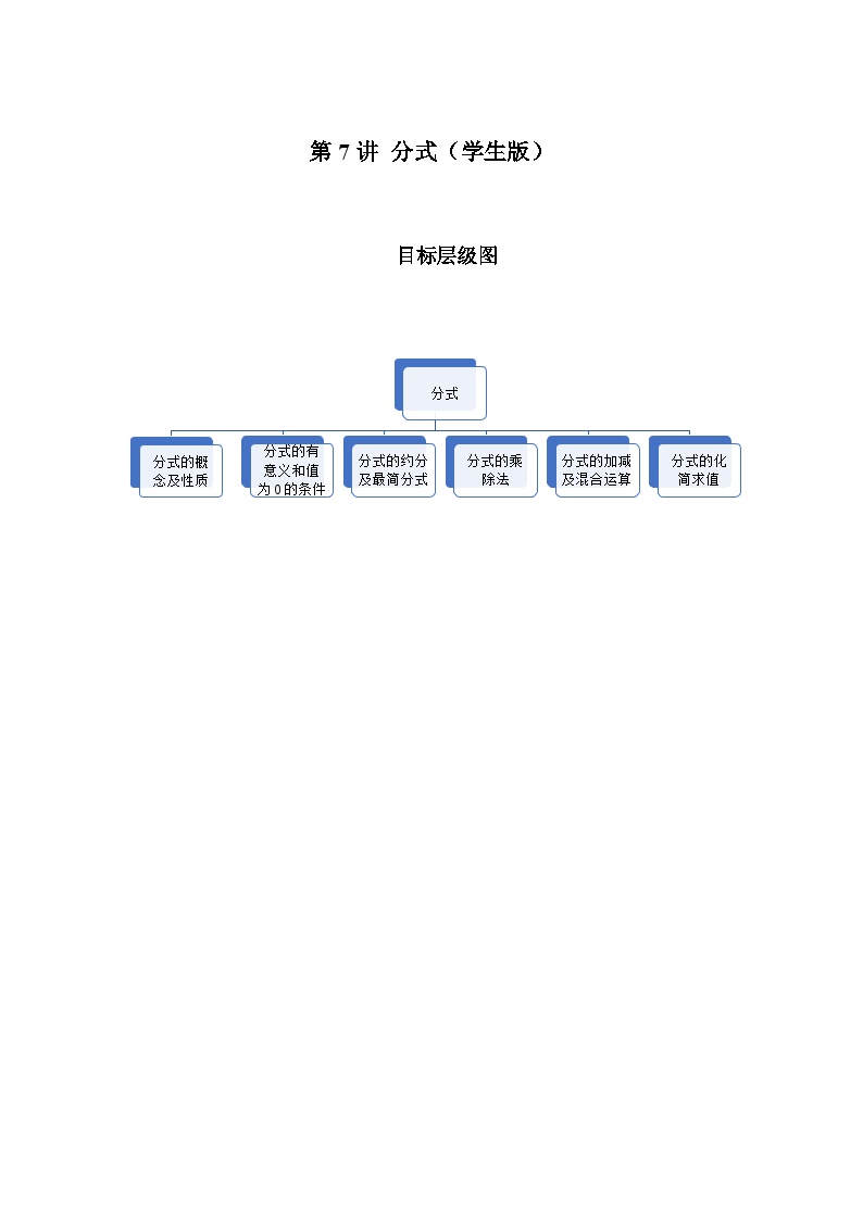 2023-2024学年北师版八年级数学寒假专题基础作业 第7节分式（含答案）