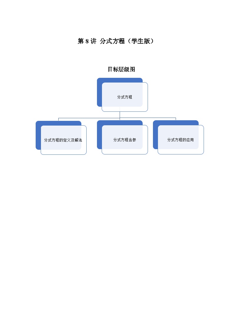 2023-2024学年北师版八年级数学寒假专题基础作业 第8节分式方程（含答案）