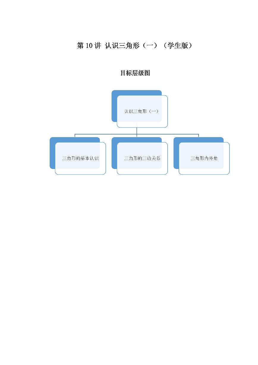 2023-2024学年北师版七年级数学成都地区寒假专题作业 第10节 认识三角形（一）（含答案）