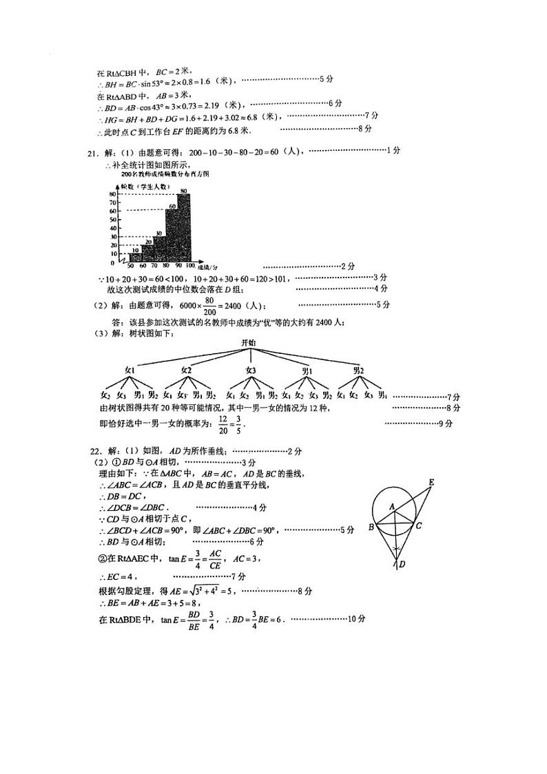 2024年广东省佛山市南海外国语学校中考三模数学试题答案第2页