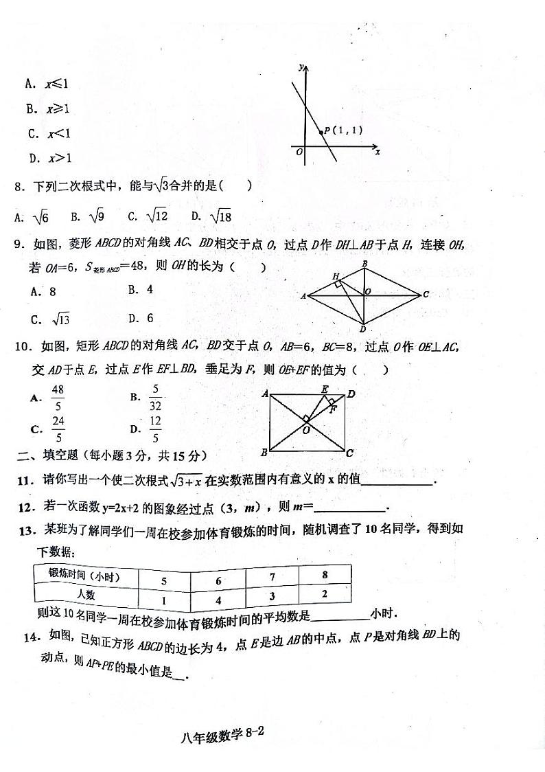 河南省信阳市淮滨县2023-2024学年八年级下学期6月期末考试数学试题第2页