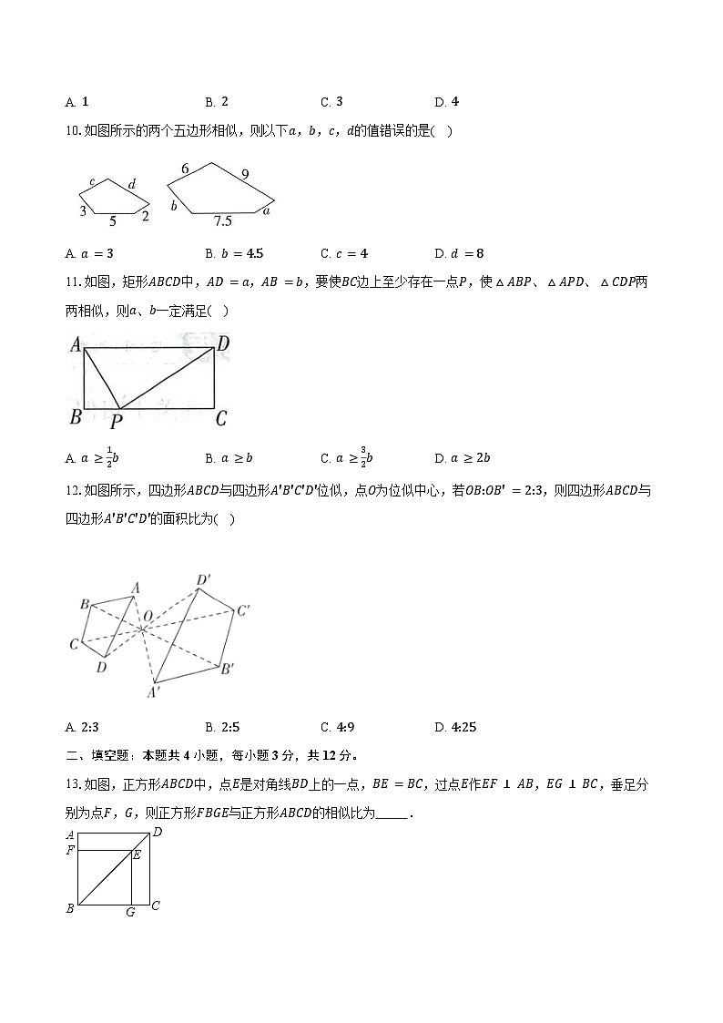 4.6相似多边形 浙教版初中数学九年级上册同步练习(含详细答案解析)03