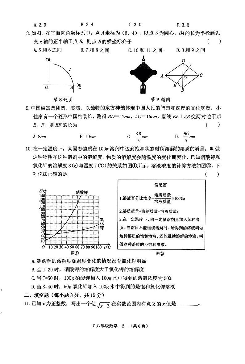 河南省驻马店市确山县2023-2024学年八年级下学期6月期末数学试题第2页