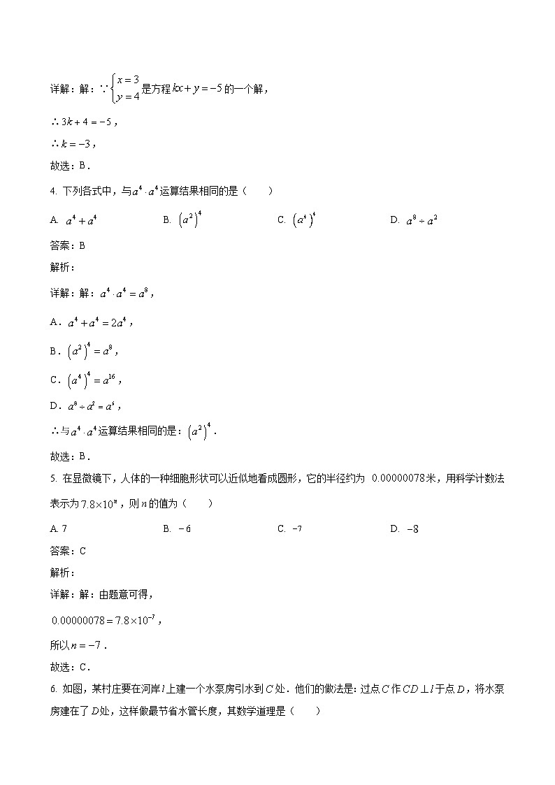 河北省滄州市泊頭市2023-2024學年七年級下學期期中教學質量檢測數(shù)學試卷(含解析)第2頁