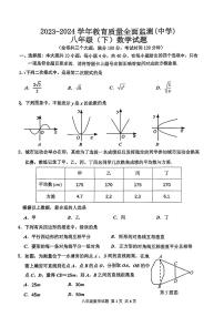 +重庆市九龙坡区2023-2024学年八年级下学期期末数学试题+