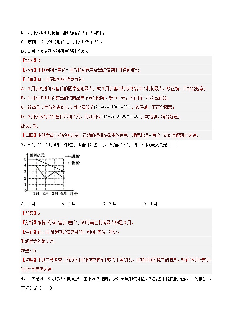 浙教版数学七年级下册6.2《条形统计图和折线统计图》课件+分层练习(含答案)02