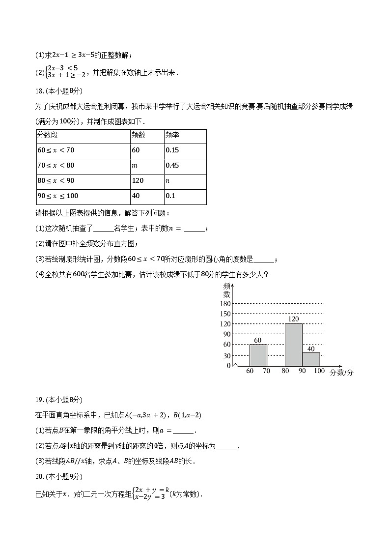 2023-2024学年河南省周口市鹿邑县老君台中学七年级(下)期末数学试卷(含答案)03