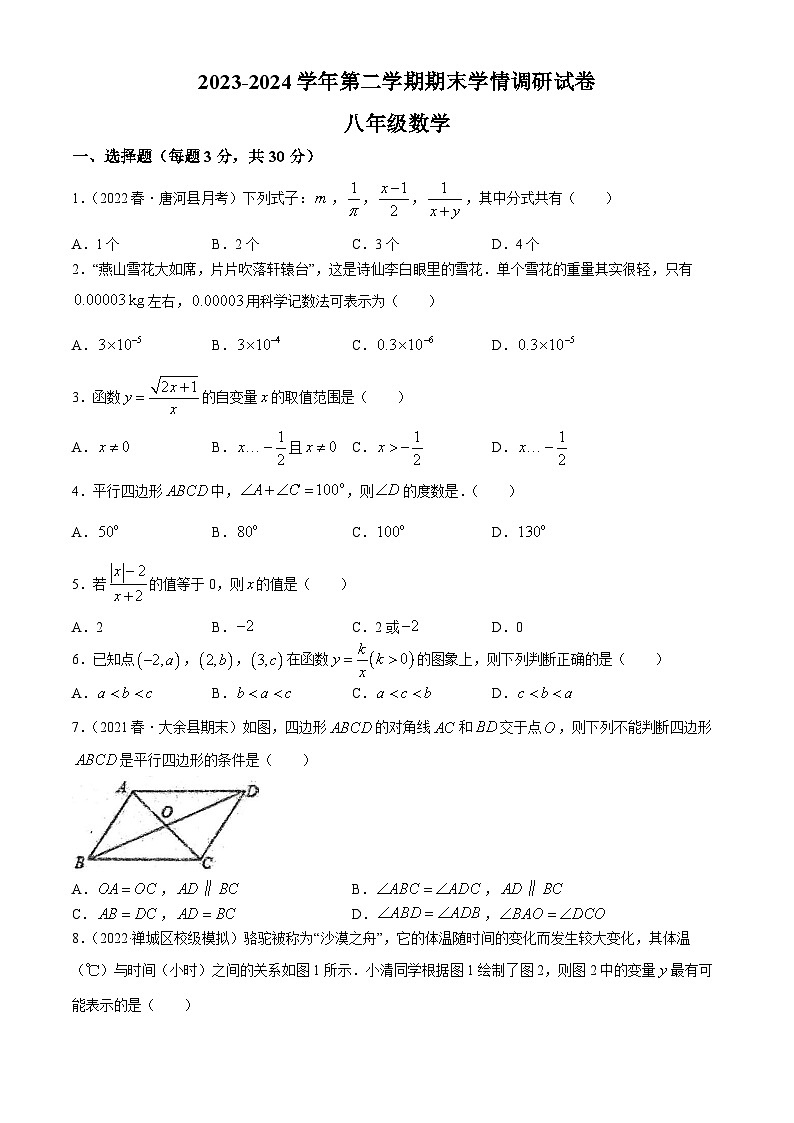 河南省周口市淮阳区2023-2024学年八年级下学期期末数学试题第1页