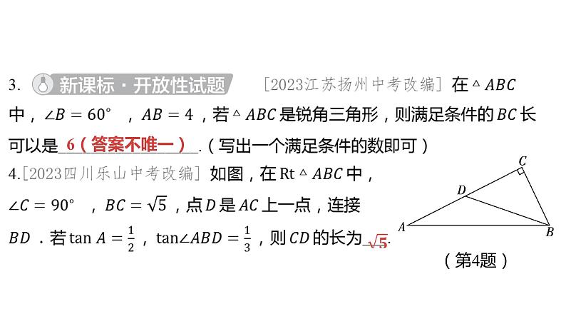 2024河南中考数学一轮知识点训练复习专题 锐角三角函数及其应用 (课件)第3页