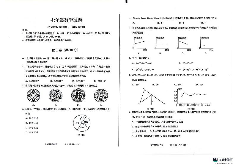 山东省青岛市城阳区2023-2024学年七年级下学期7月期末数学试题01
