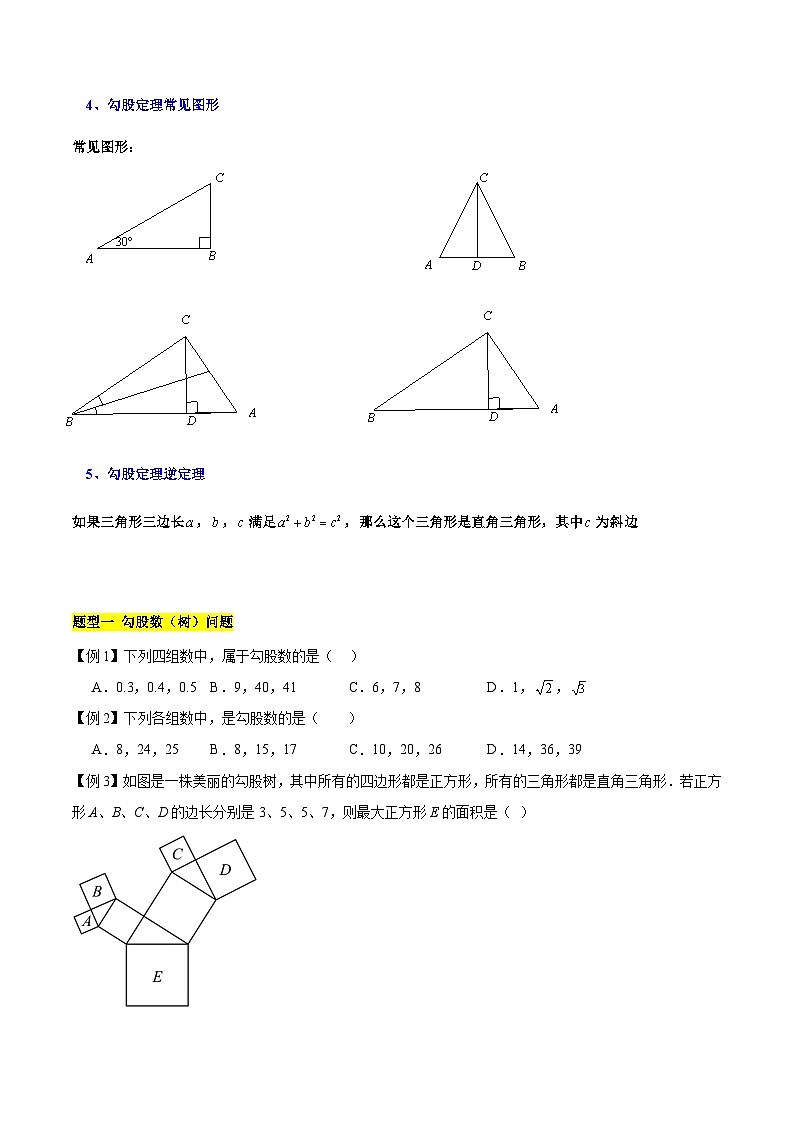 第三章 勾股定理(知识归纳+题型突破)(原卷版)第3页