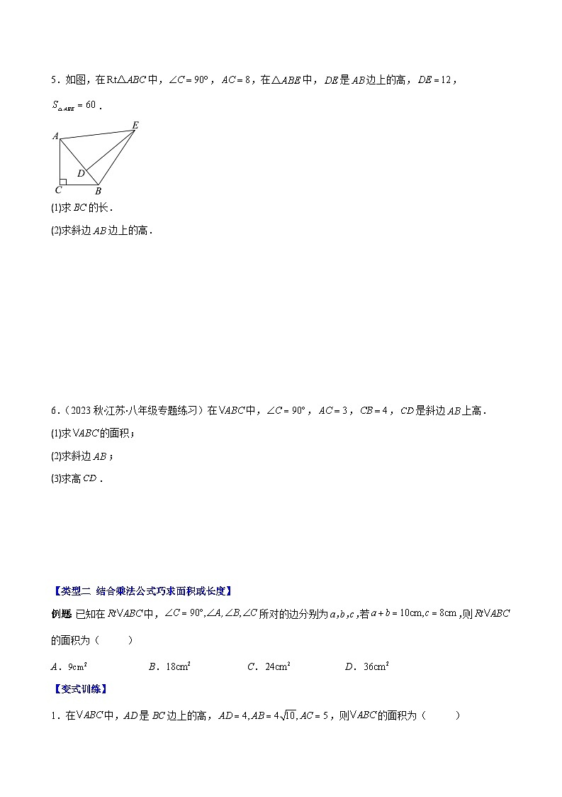 专题12 解题技巧专题:勾股定理与面积问题(原卷版+解析版)-【学霸满分】2023-2024学年八年级数学上册重难点专题提优训练(苏科版)03