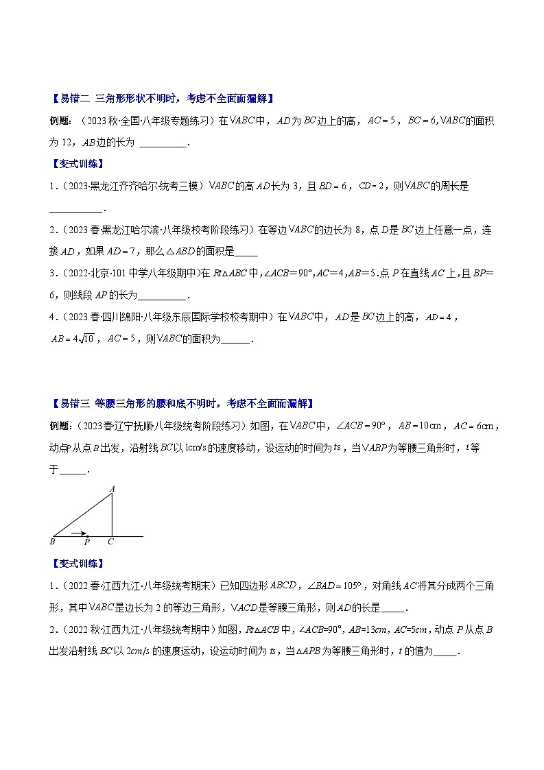 专题13 易错易混集训:利用勾股定理求解之四大易错(原卷版)第2页