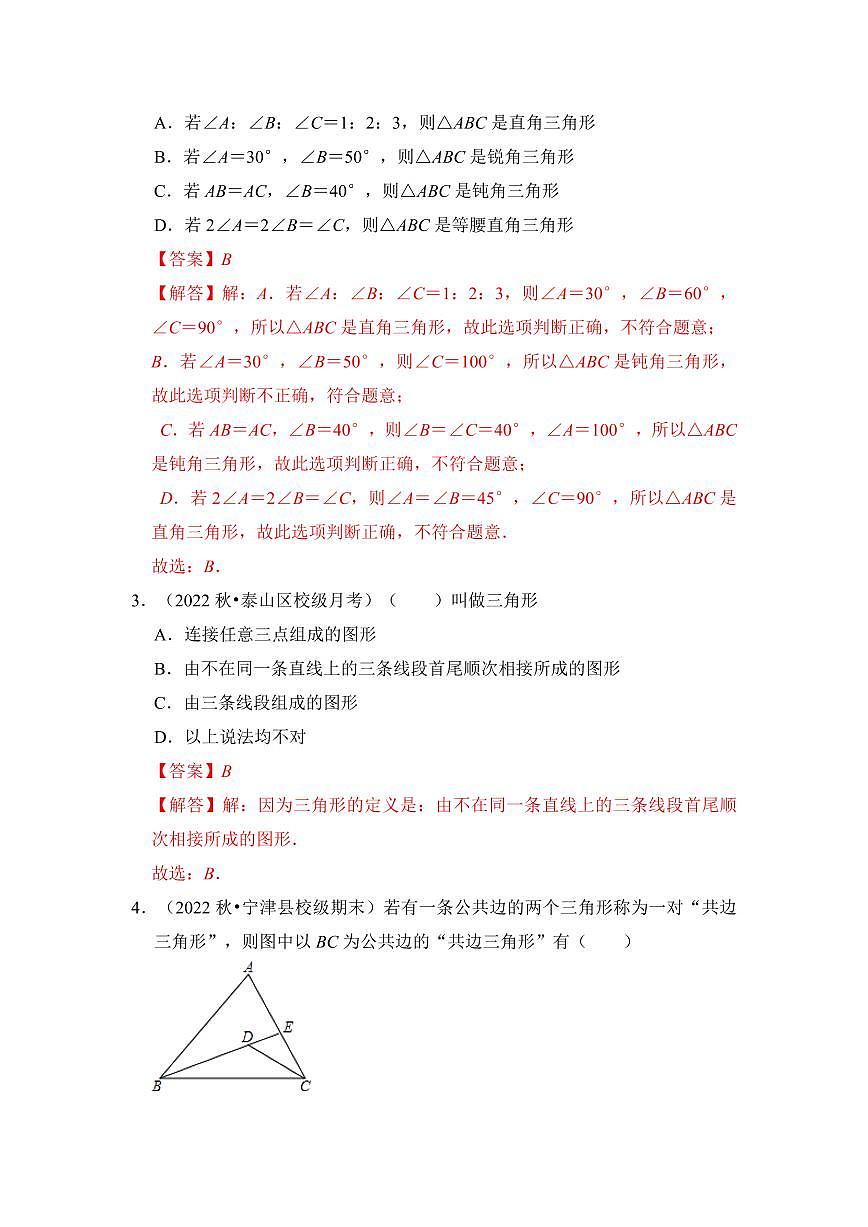 專題01認(rèn)識三角形(十一大類型)(題型專練)(解析版)第2頁