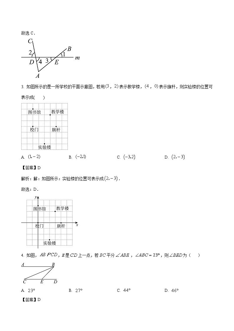 山西省朔州市右玉县2023-2024学年七年级下学期4月期中考试数学试卷(含解析)第2页