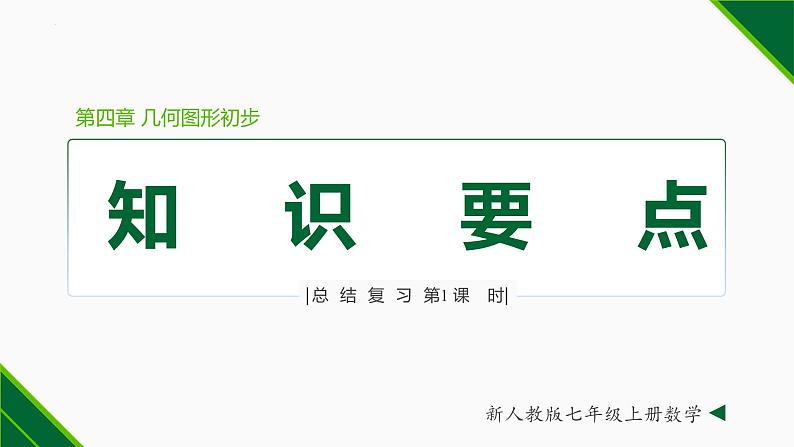 人教版七年级数学上册同步教材第四章 几何图形初步总结复习(第一课时 知识要点)(课件)第1页