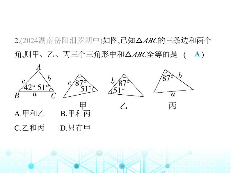 湘教版初中八年级数学上册2-5全等三角形第5课时全等三角形判定方法的灵活运用课件第4页