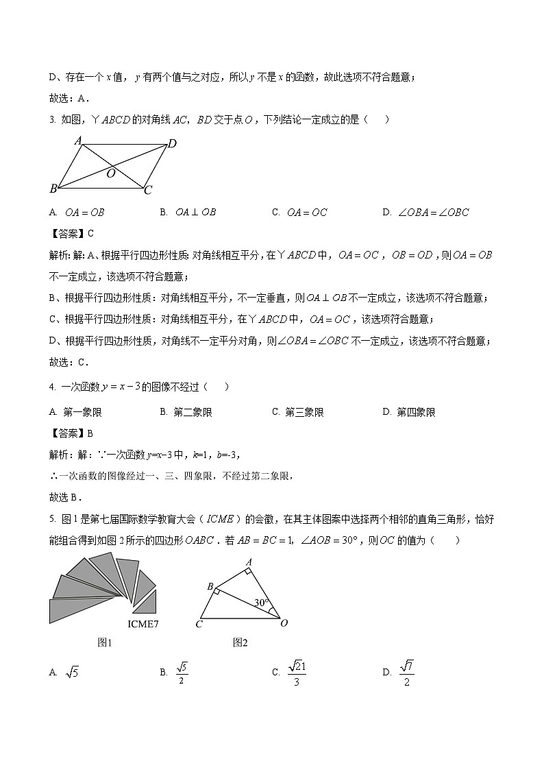 山东省滨州市无棣县2023-2024学年八年级下学期期中考试数学试卷(含解析)第2页