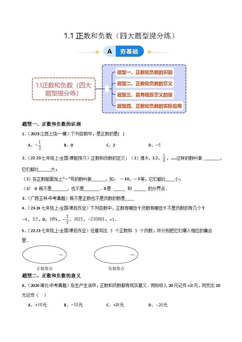 (人教版2024)七年级数学上册同步 1.1正数和负数 课件+同步练习含解析01