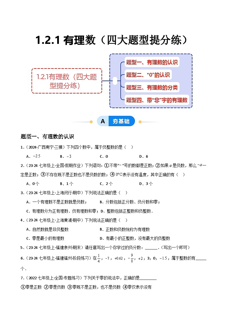 (人教版2024)七年级数学上册同步 1.2.1有理数 课件+同步练习含解析01
