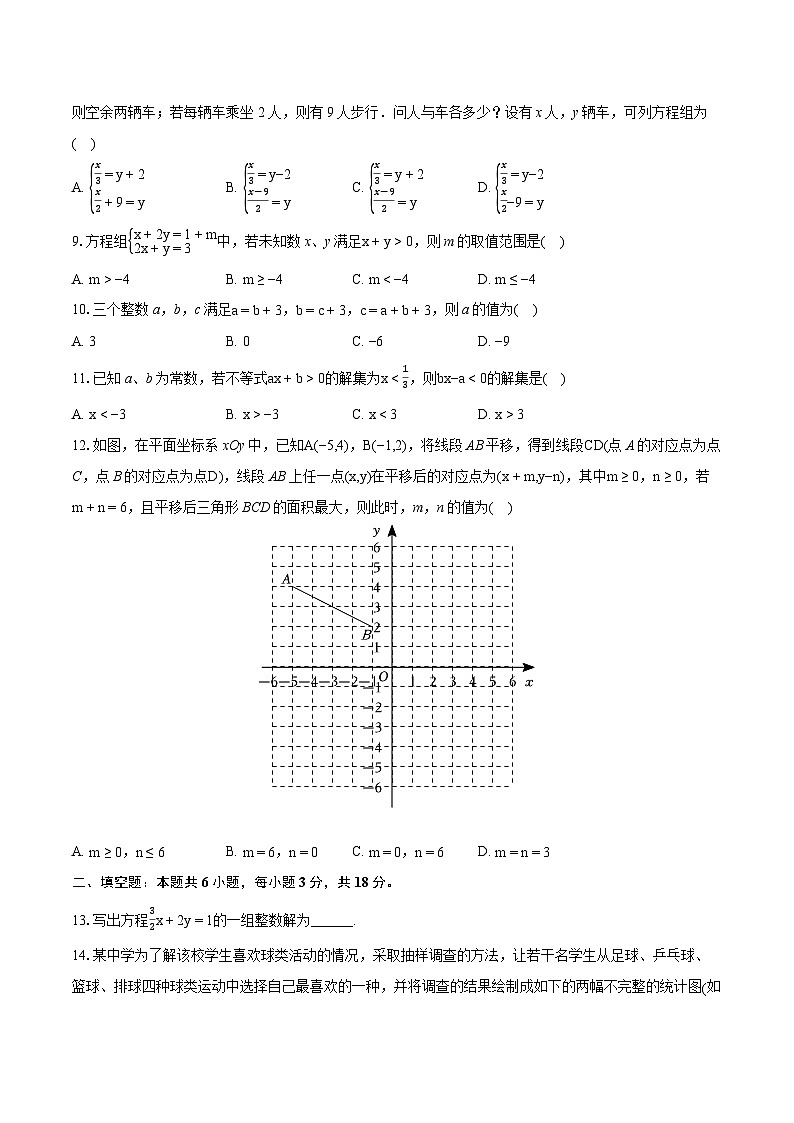 2023-2024学年湖北省武汉市汉阳区七年级(下)期末数学试卷(含详细答案解析)第2页