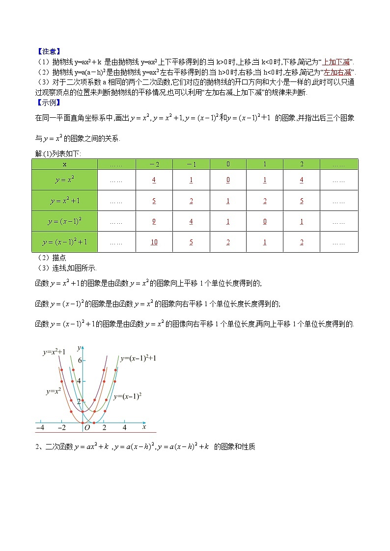 人教版九年级数学上册同步讲义专题第10课 二次函数y=ax2与y=a(x-h)2+k的图像与性质(教师版)第3页