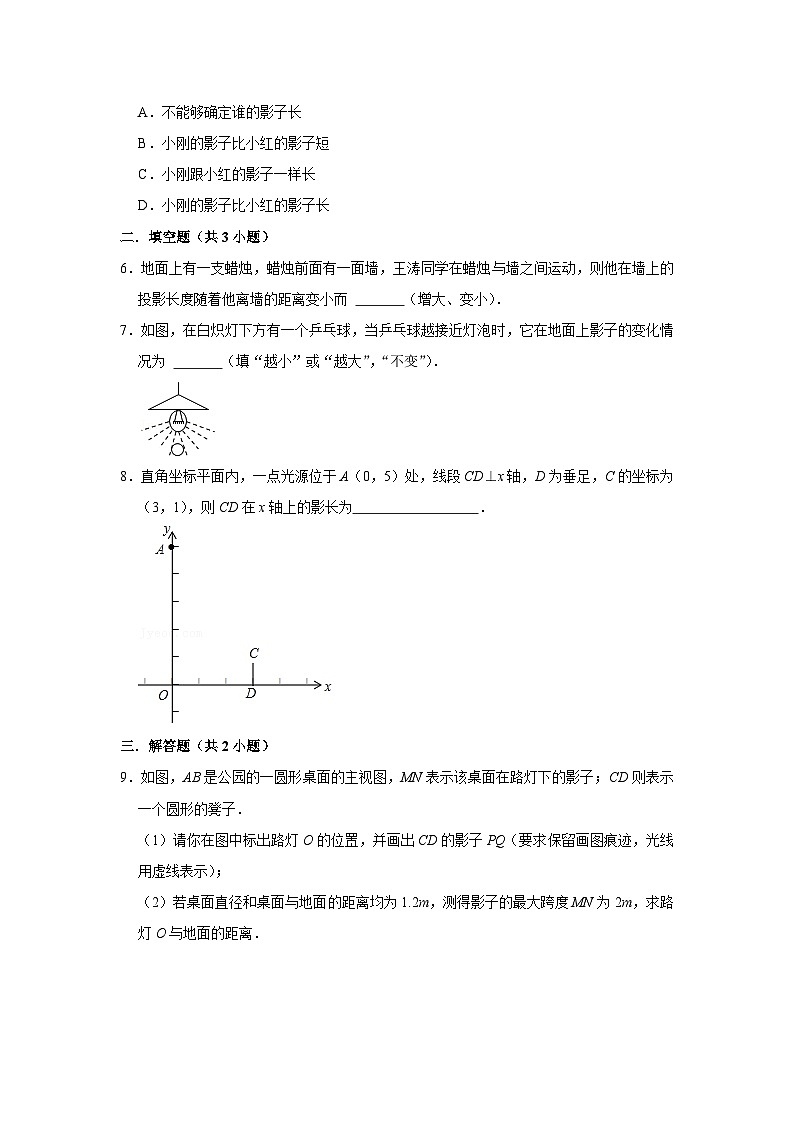 北师大版数学九年级上册 5.1 投影 第1课时 课件+导学案+教学设计+分层练习02