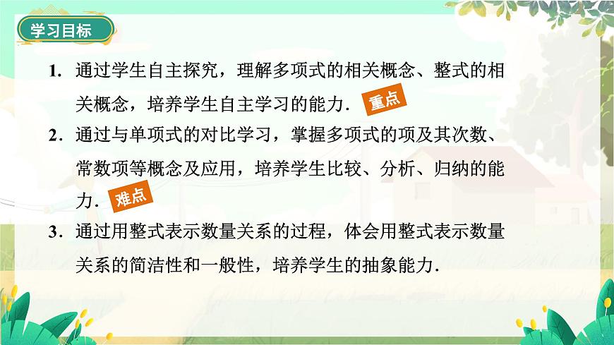 人教版數(shù)學(xué)七年級上冊 第4章 4.1 第2課時 多項式 PPT課件第2頁