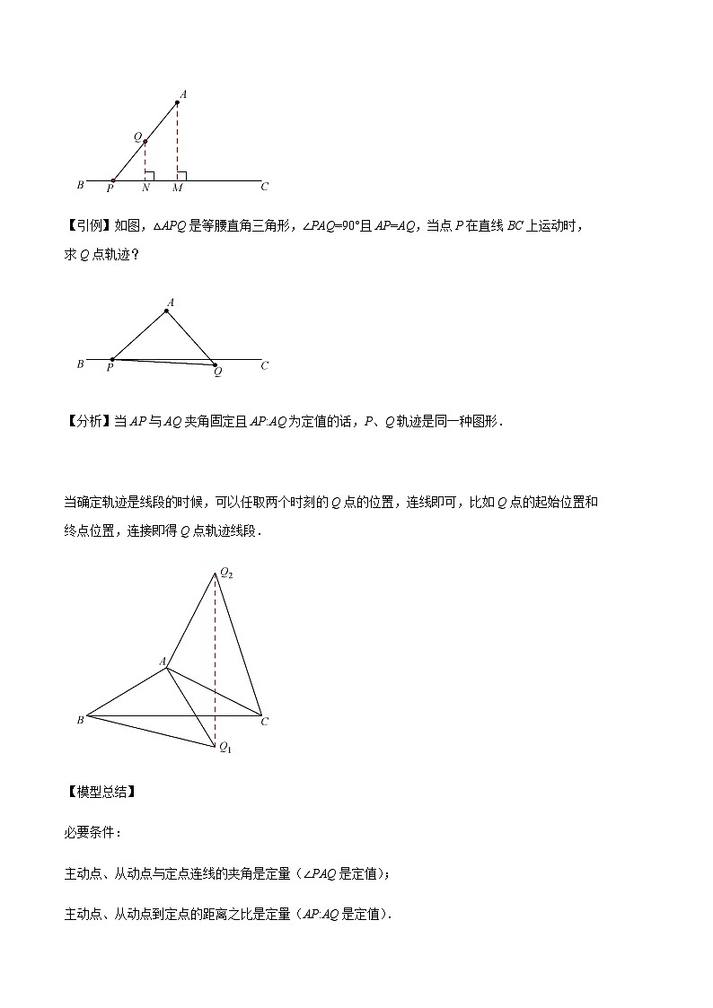 初中数学中考复习专题满分秘籍讲义练习 瓜豆原理中动点轨迹直线型最值问题02