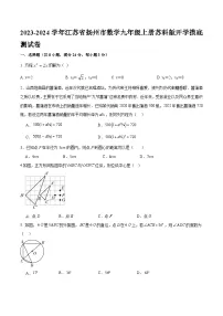 江苏省扬州市2023-2024学年上学期九年级开学摸底测试数学卷