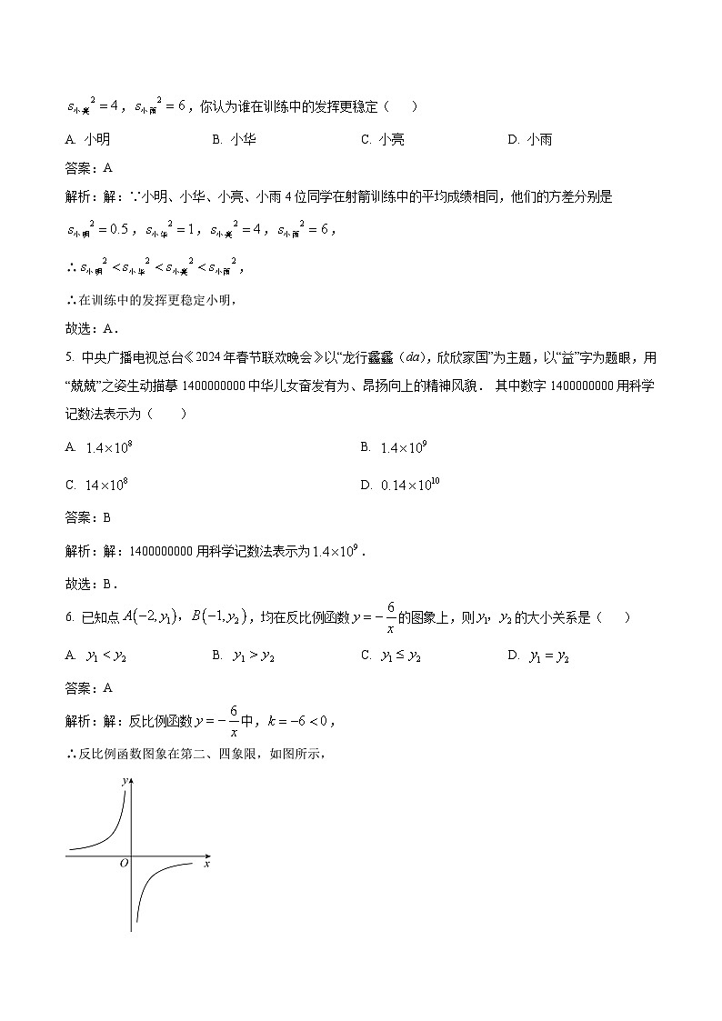 湖南省岳陽(yáng)市岳陽(yáng)縣2024屆九年級(jí)下學(xué)期中考二模數(shù)學(xué)試卷(含解析)第2頁(yè)