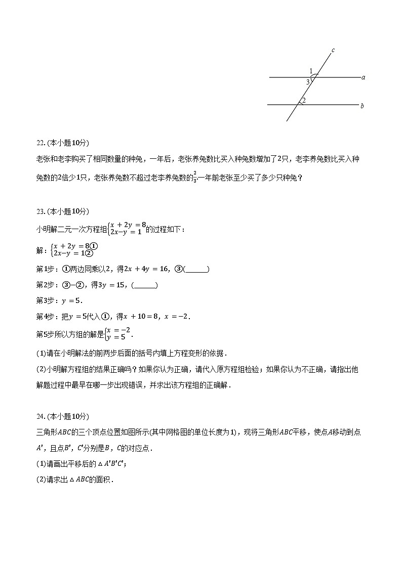 2023-2024学年广西防城港市上思县七年级(下)成果检测数学试卷(二)(含答案)第3页