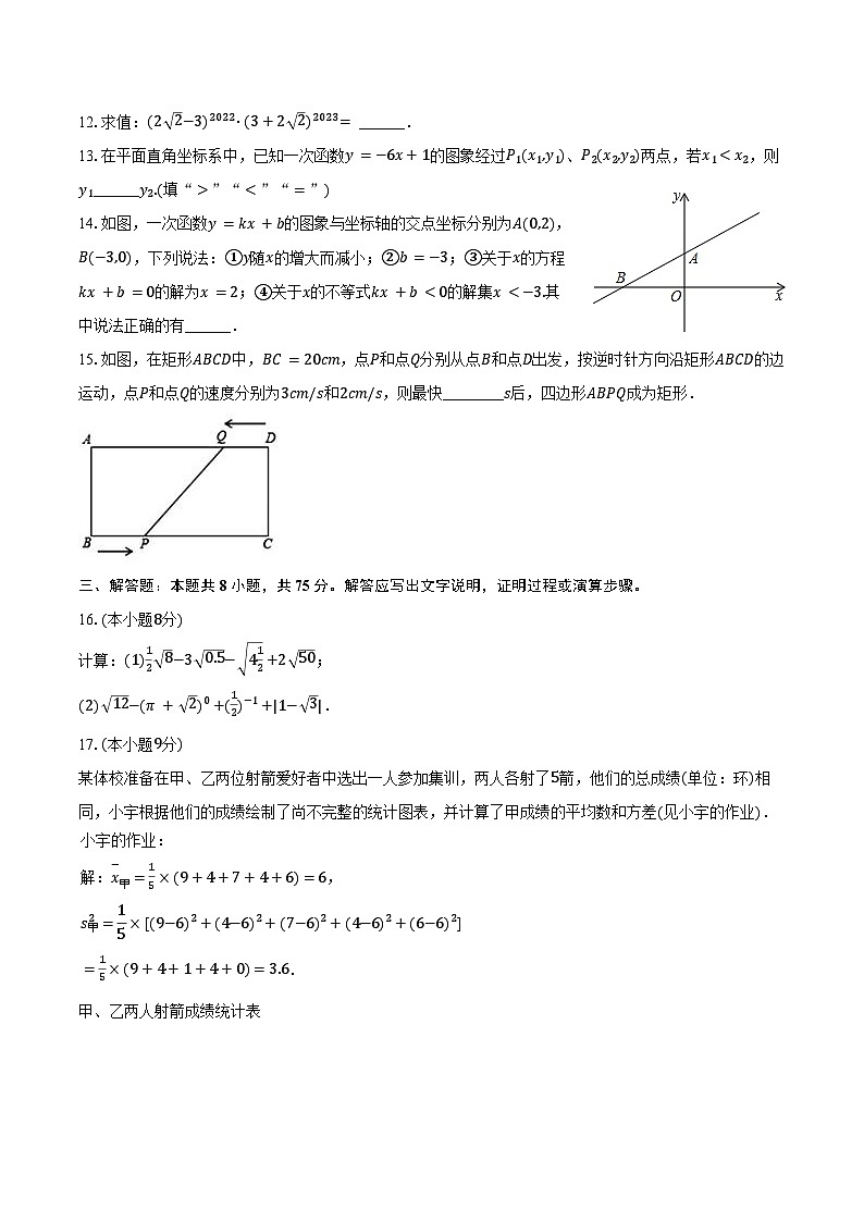 2023-2024学年河南省信阳市潢川县八年级(下)期末数学试卷(含答案)第3页