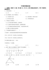 广西北部湾经济区2024年中考数学模拟试卷附参考答案